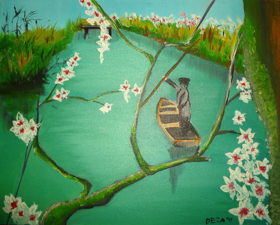 Spring Painting - Spring Fishing by Deza Villanueva