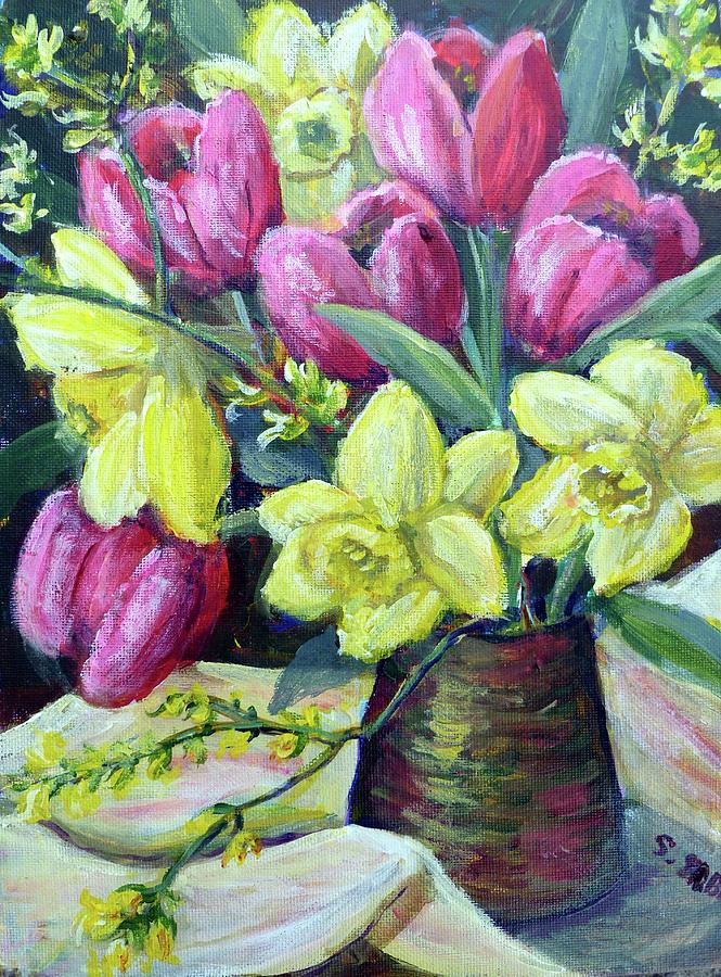 Spring Flower arrangement Painting by Saga Sabin