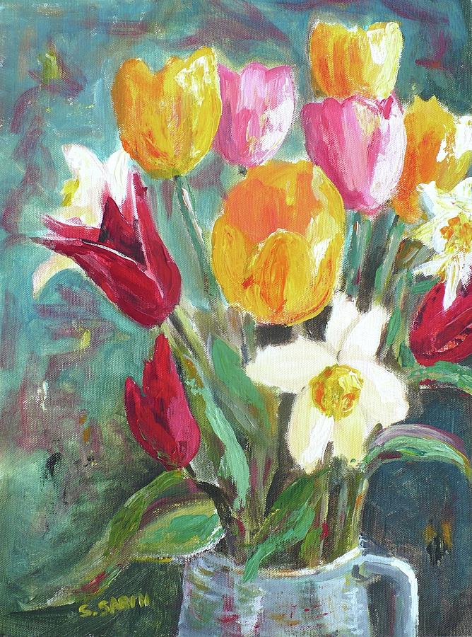 Spring Flowers Painting by Saga Sabin