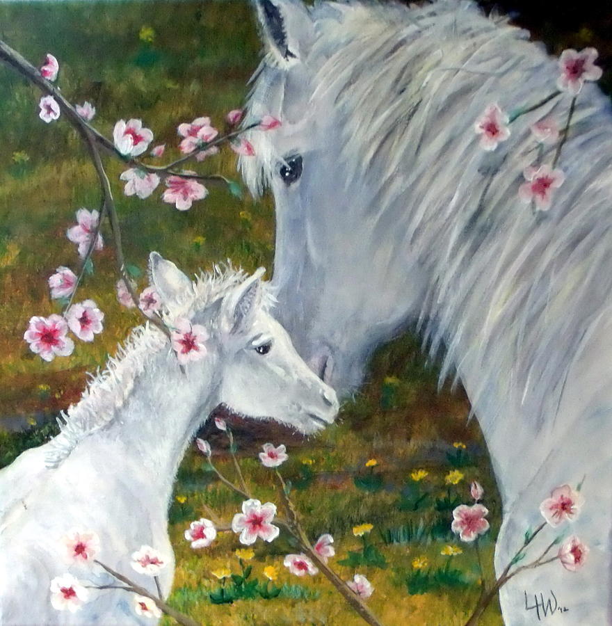 Spring Foal Painting by Leslie Hoops-Wallace