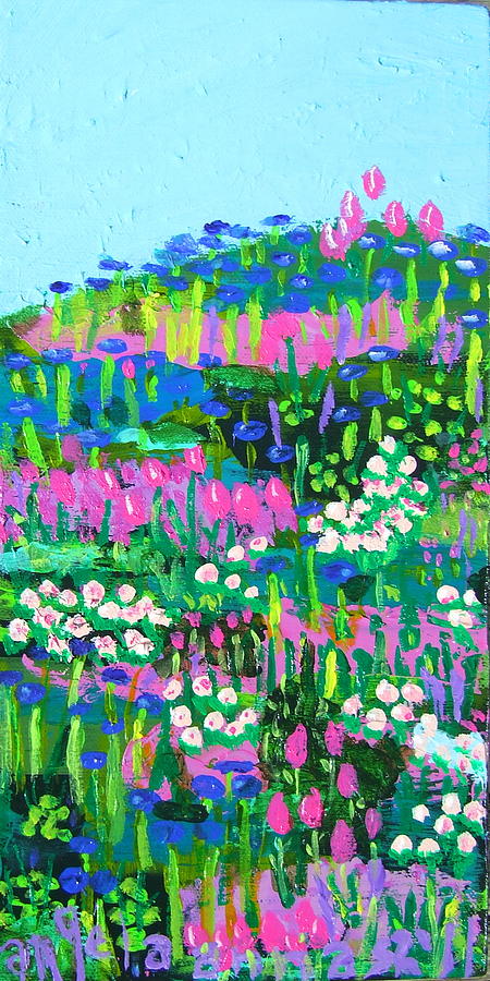 Spring Garden on A HIll Painting by Angela Annas