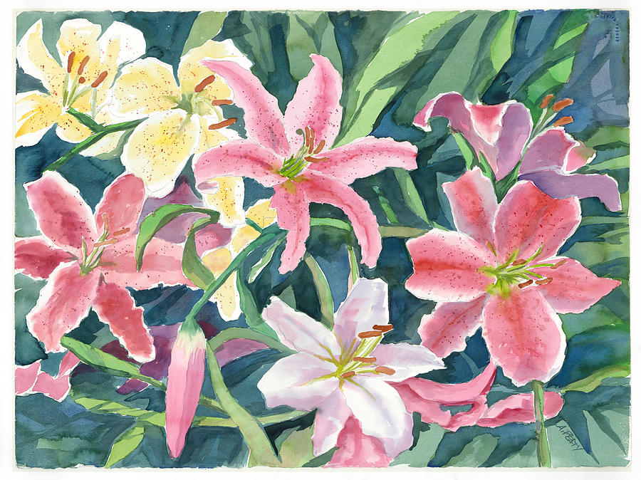 Spring Lilies Painting by Audrey Peaty