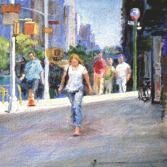 Spring Morning on Amsterdam Avenue Painting by Peter Salwen
