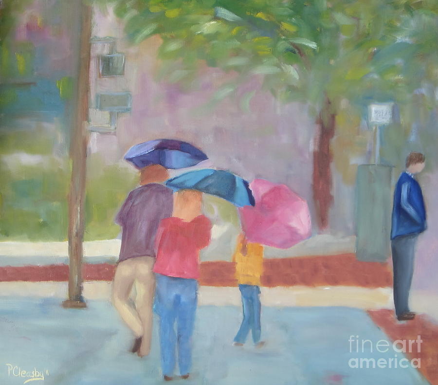 Impressionist Painting - Spring Umbrellas by Patricia Cleasby