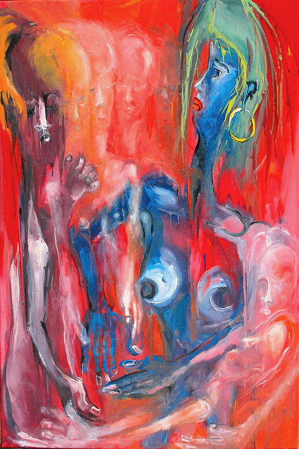 Spirits Painting - Spritual Nakedness-half-hidden by Kenneth Agnello