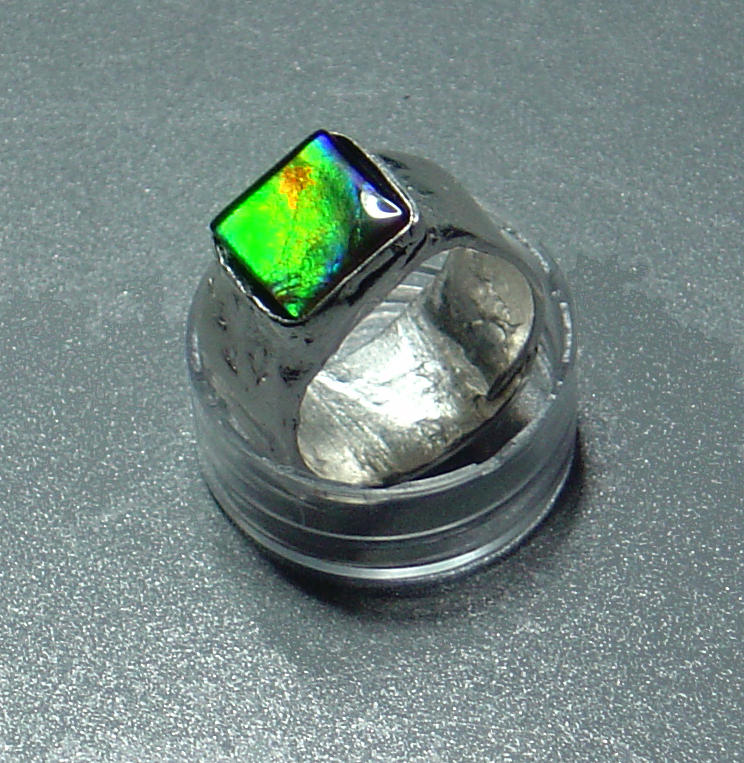 Jewelry Jewelry - Square Ammolite and Pure Silver Ring by Robin Copper