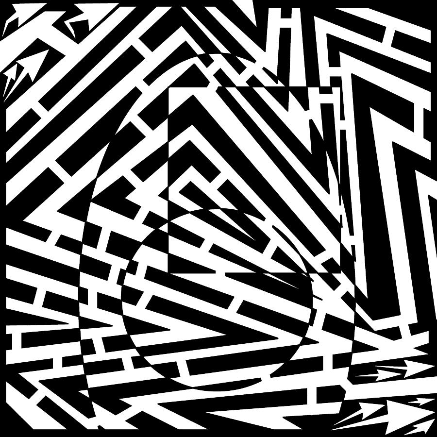 Square and circle in an jagged egg maze Drawing by Yonatan Frimer Maze ...