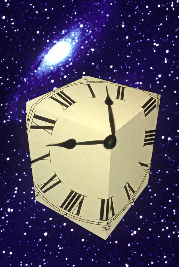 Clock Photograph - Square Clock In Space by Garry Gay
