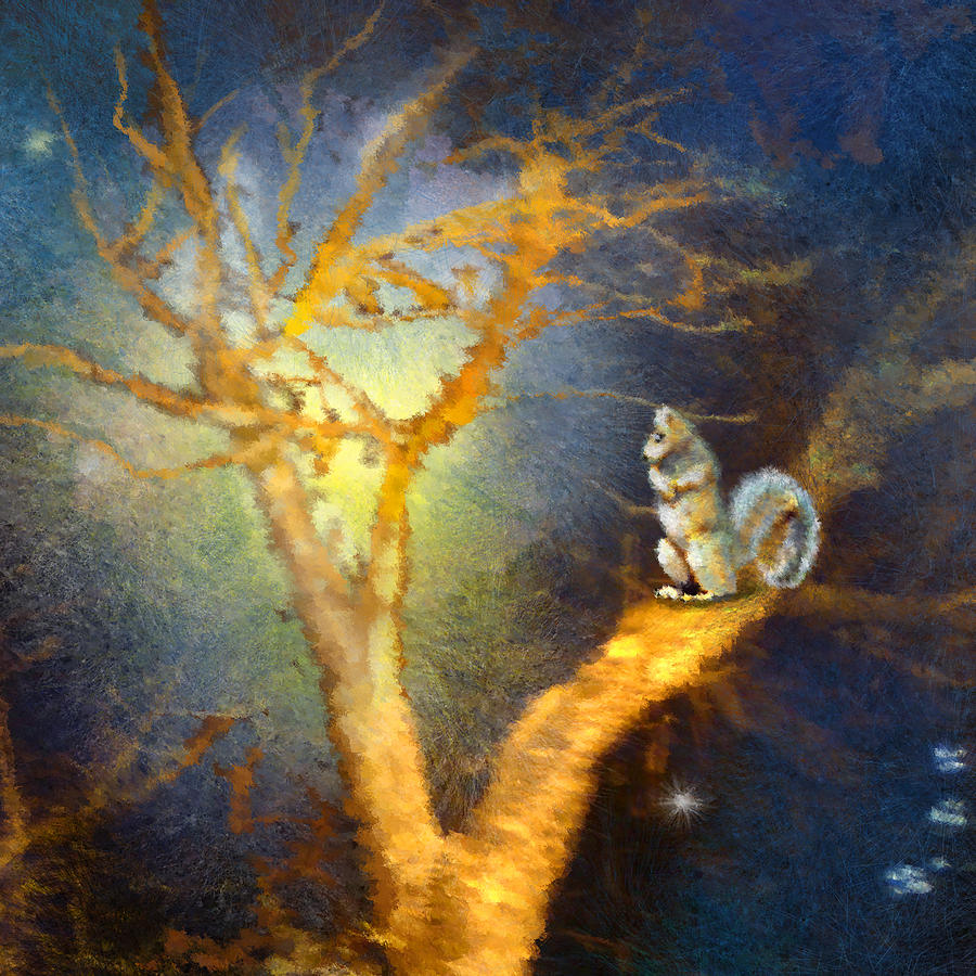 Squirrel in Austin Painting by Miki De Goodaboom