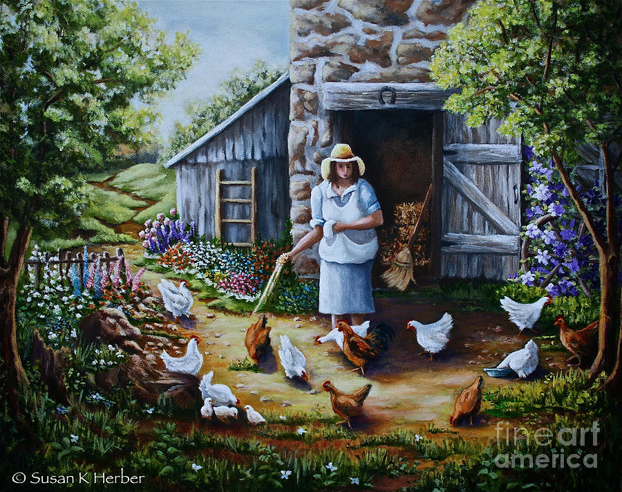 SRB Chickens Painting by Susan Herber - Fine Art America