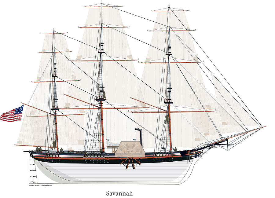 Ss Savannah Profile Drawing by Robert North Jr