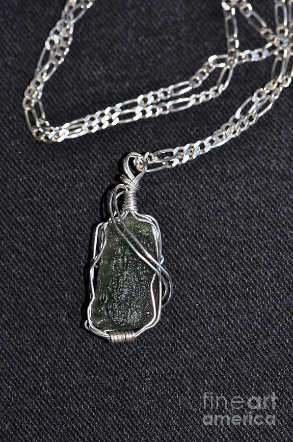 Sterling Silver Wire Wrapped Moldavite Wire Wrapped Pendant by Sapphireskies Designs