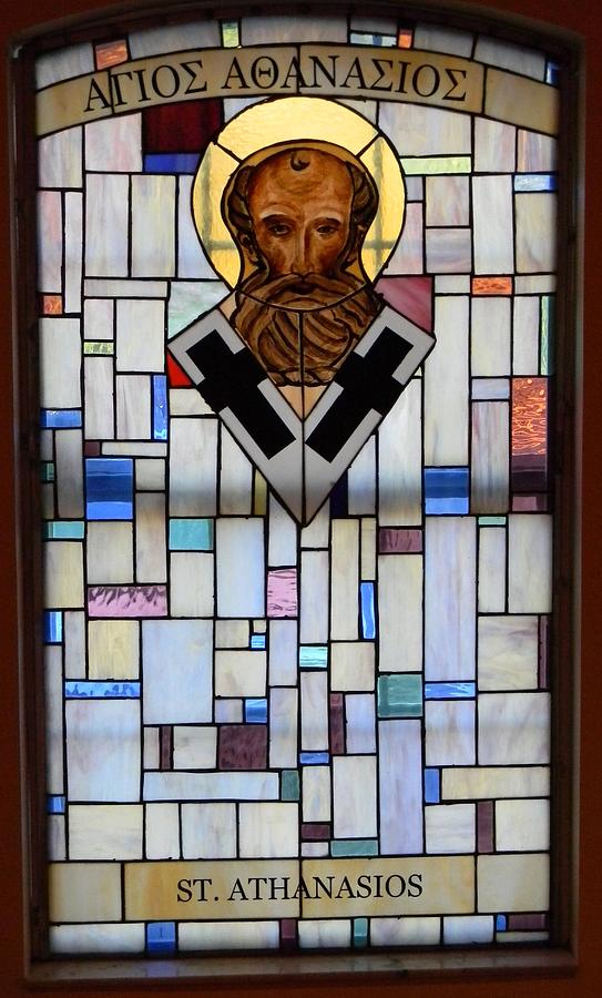 Stained Glass Window Photograph - ST. Athanasios by Warren Thompson