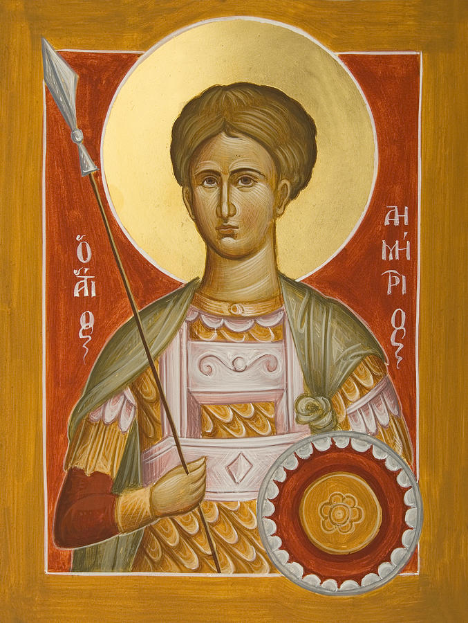 Byzantine Painting - St Demetrios the Myrrhstreamer by Julia Bridget Hayes