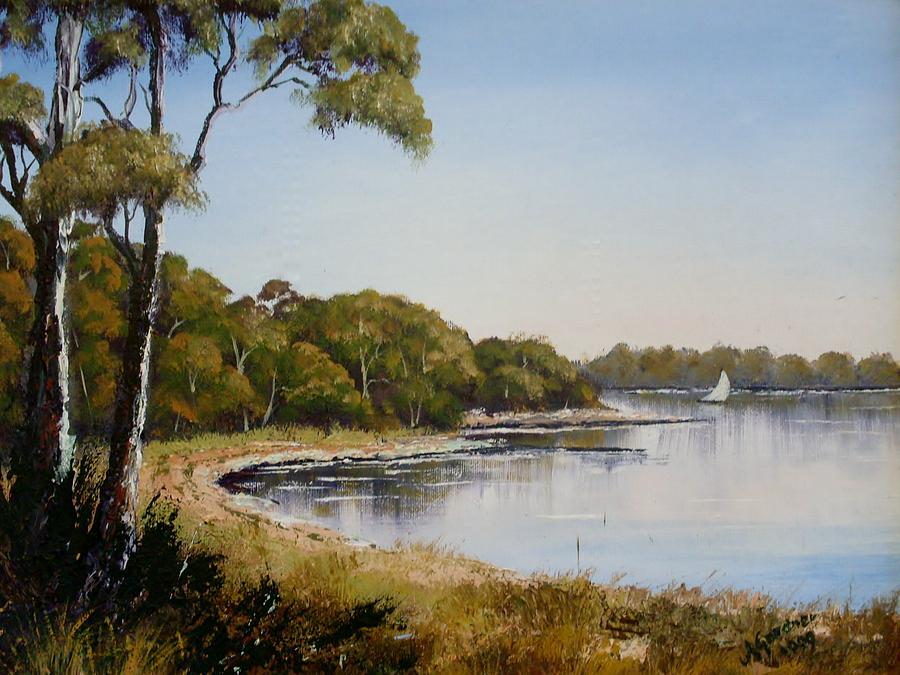 St Georges Basin - early morning Painting by Anne Gardner