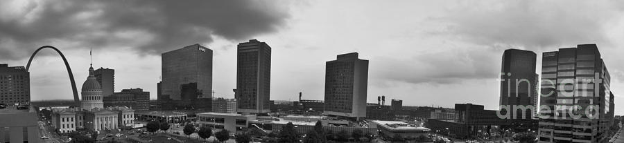 St Louis Downtown Panorama in black and white Photograph by Tim Mulina