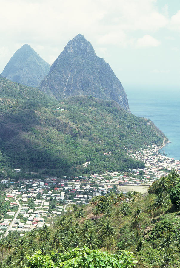 St. Lucia And Pitons, Elevated View Photograph by Karl Weatherly