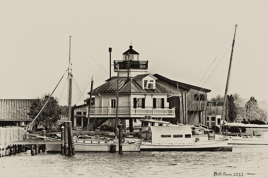 Boat Photograph - St Michaels Lighthouse in Sepia by Bill Cannon