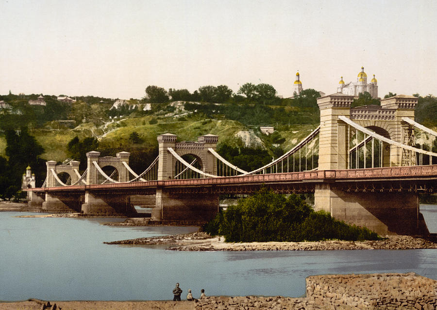 St Nicholas Bridge in Kiev - Ukraine - ca 1900 Photograph by International  Images