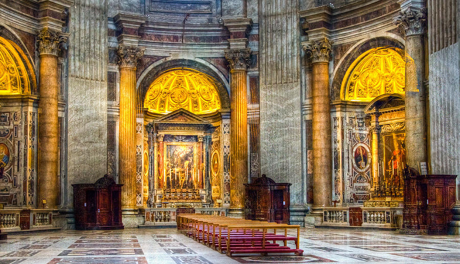 Vatican Photograph - St Peters Basilica side chapel by Jon Berghoff