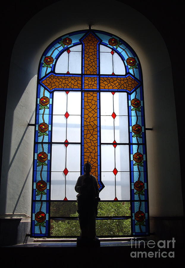 Stained Glass Cross WINDOW OF HOPE Photograph by Aimee Mouw