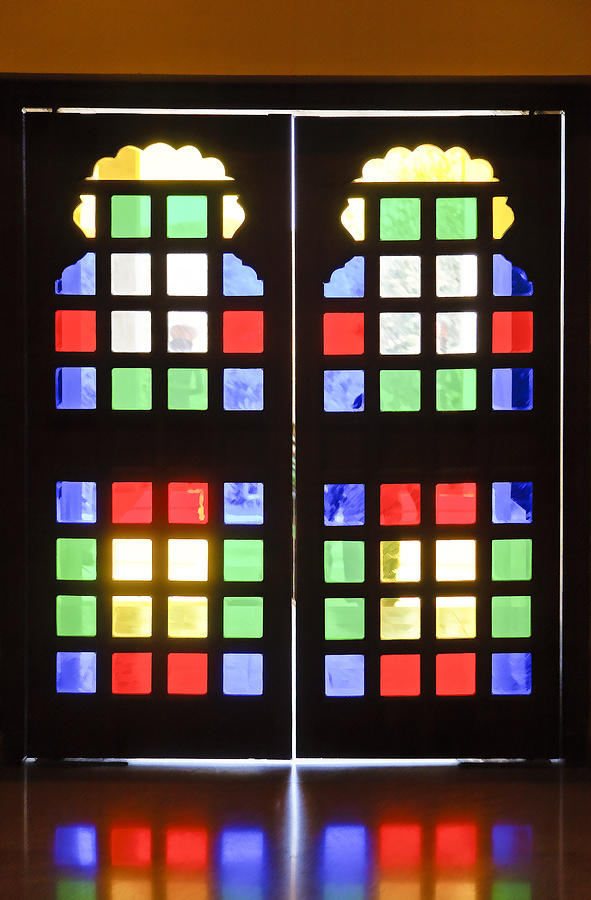 Pattern Photograph - Stained Glass Doors by Kantilal Patel
