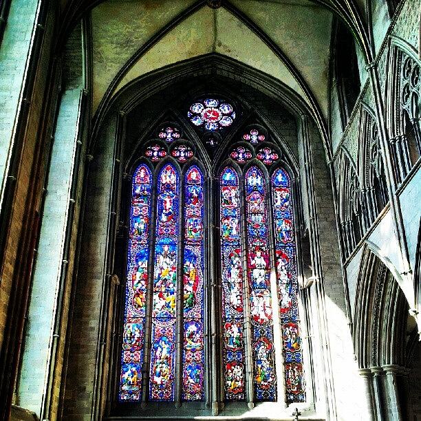 Architecture Photograph - Stained Glass Window At Hereford by Lauren Dunn