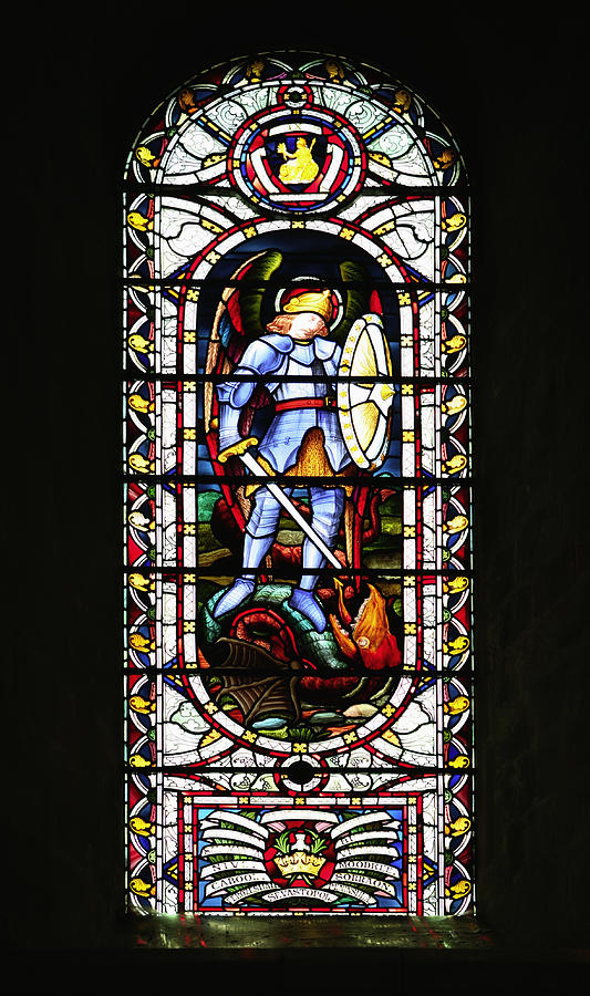 Dragon Photograph - Stained glass window of St George by Paul Cowan