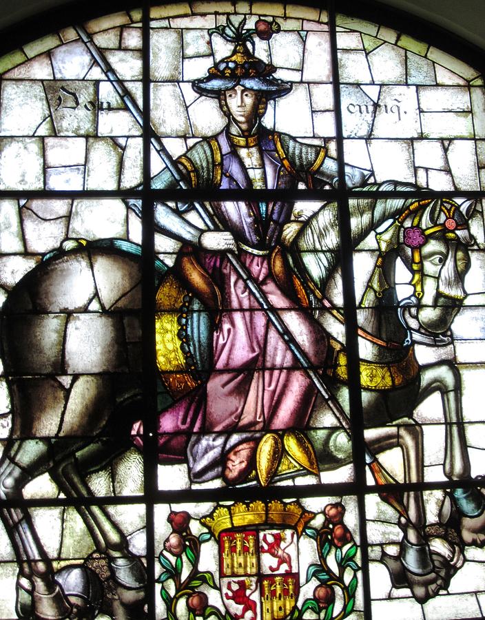 Stained Glass Work Knight Rider and Horse in Segovia Castle Spain Photograph by John Shiron