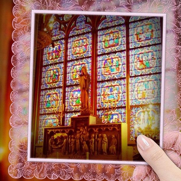 Architecture Photograph - #stained_glass And #virgin #notre_dame by Anna Porter