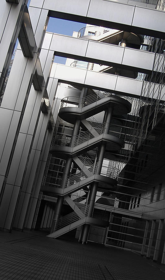 Architecture Photograph - Stairs Fuji Building by Naxart Studio