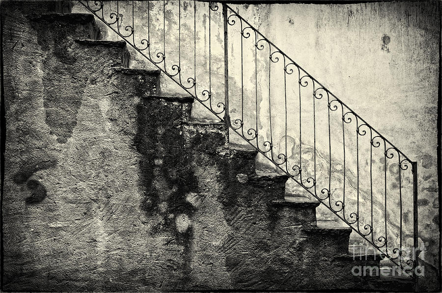 Black And White Photograph - Stairs on a rainy day by Silvia Ganora