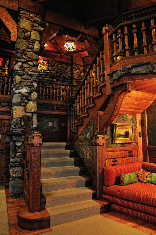 Stairway In Gillette Castle Connecticut Photograph by Dave Mills