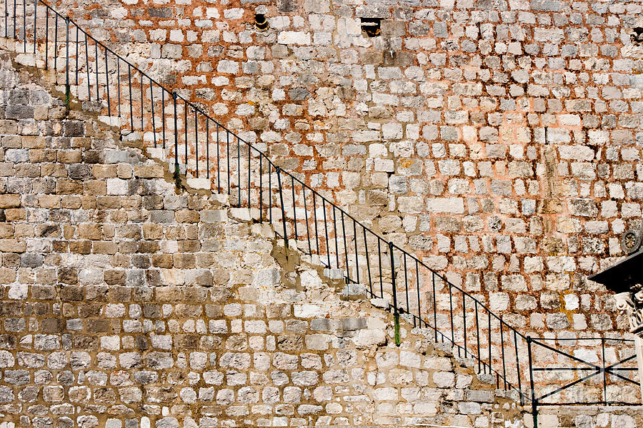 Stairway up to the top of the Ancient Dubrovnik Wall Photograph by Thomas Marchessault