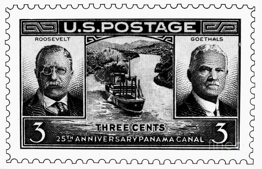 Stamp - Panama Canal Drawing by Granger