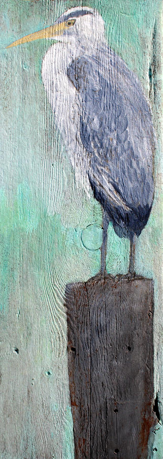 Fish Painting - Standing Heron by Lisa Baack