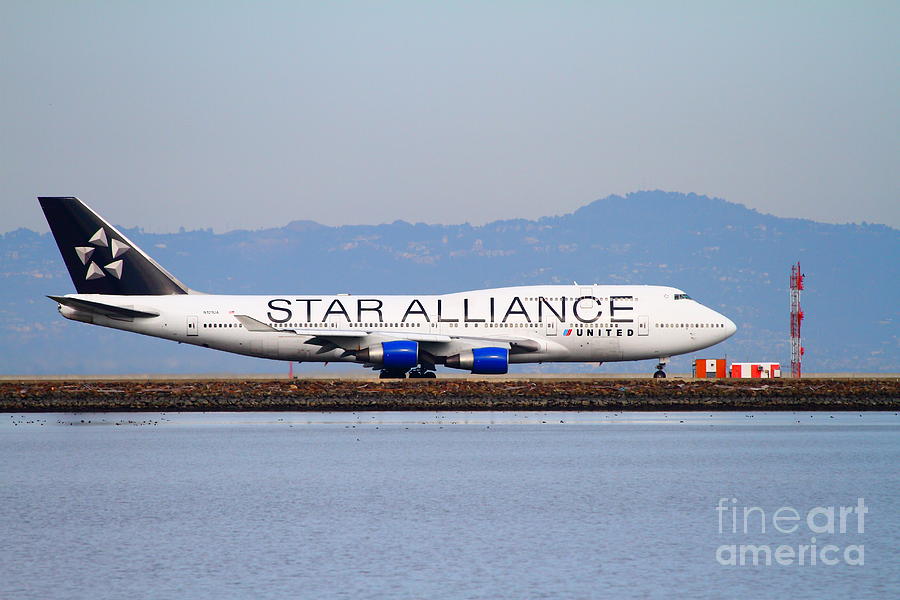 Airplane Photograph - Star Alliance Airlines Jet Airplane At San Francisco International Airport SFO . 7D12199 by Wingsdomain Art and Photography