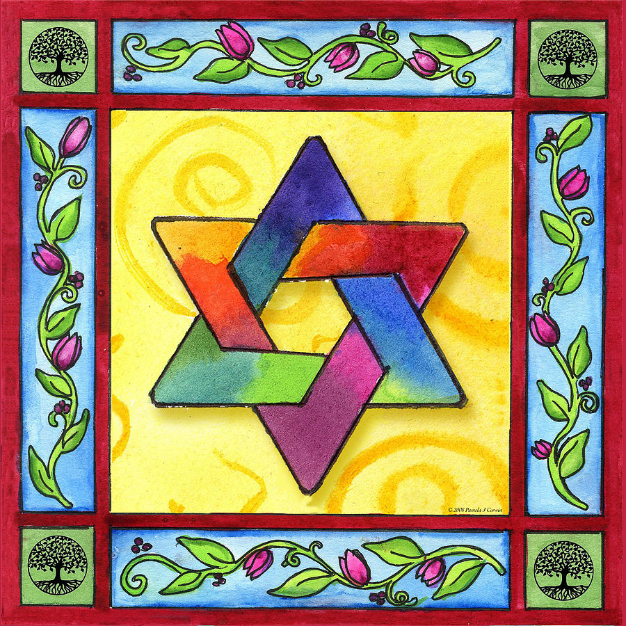 Hanukkah Painting - Star of David by Pamela  Corwin
