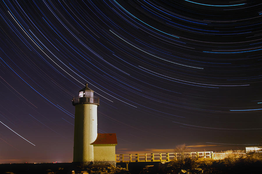 Star-trails Over Annisquam Lighthouse Photograph by Dale J Martin