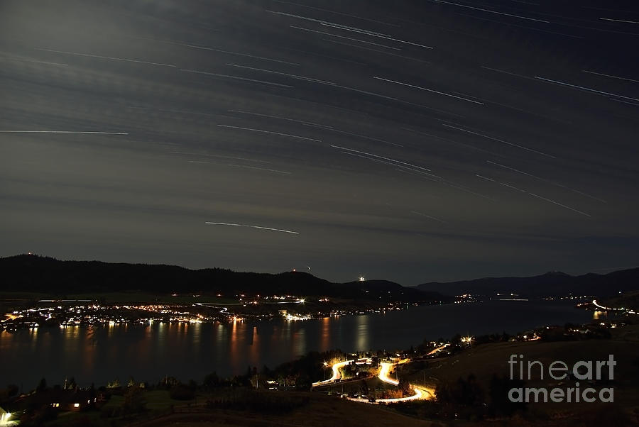 Space Photograph - Star Trails Over Okanagan Lake, Vernon by Yuichi Takasaka