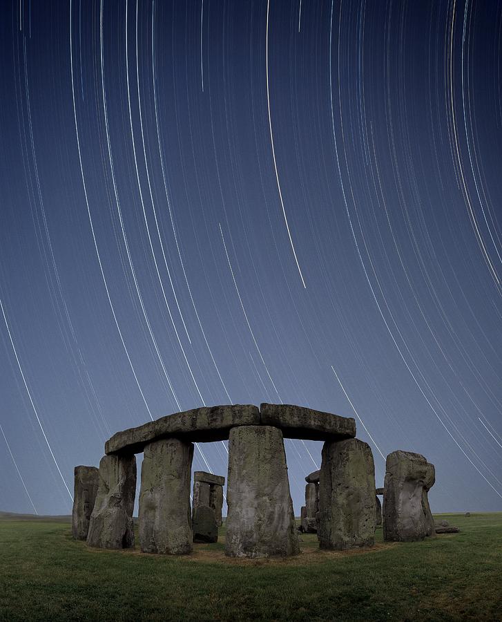 Prehistoric Photograph - Star Trails Over Stonehenge by David Parker