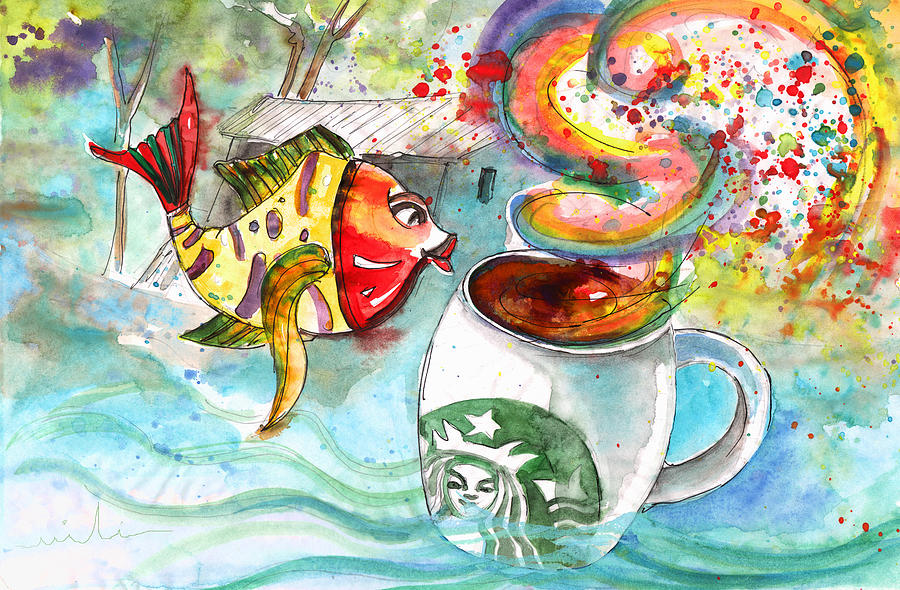 Starbucks Coffee in Limassol Drawing by Miki De Goodaboom