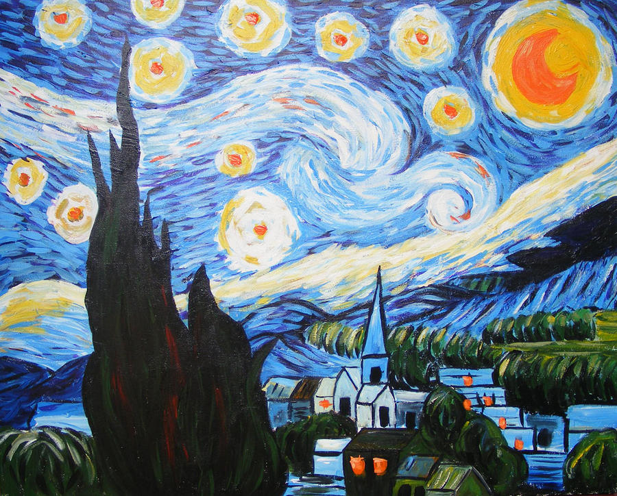 Starry Night Van Gogh Painting by Handoko Aji - Pixels