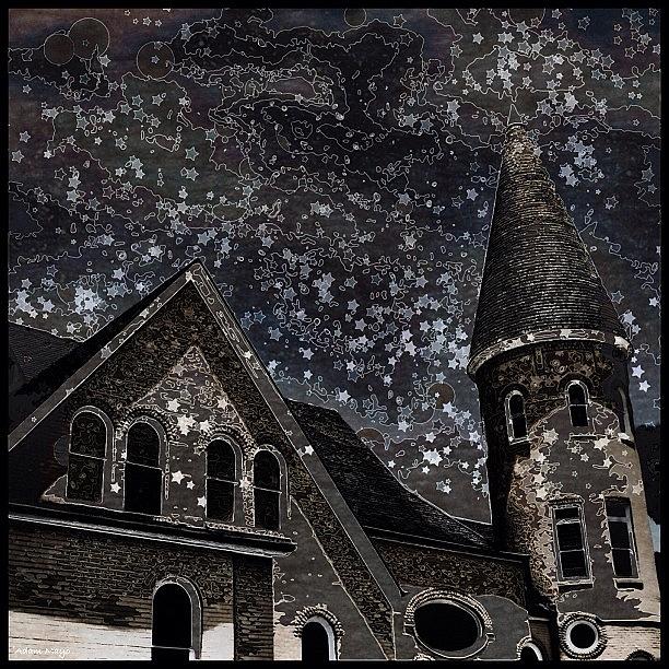 Typography Photograph - Starry Skies - Over Ancient City Baptist by Photography By Boopero