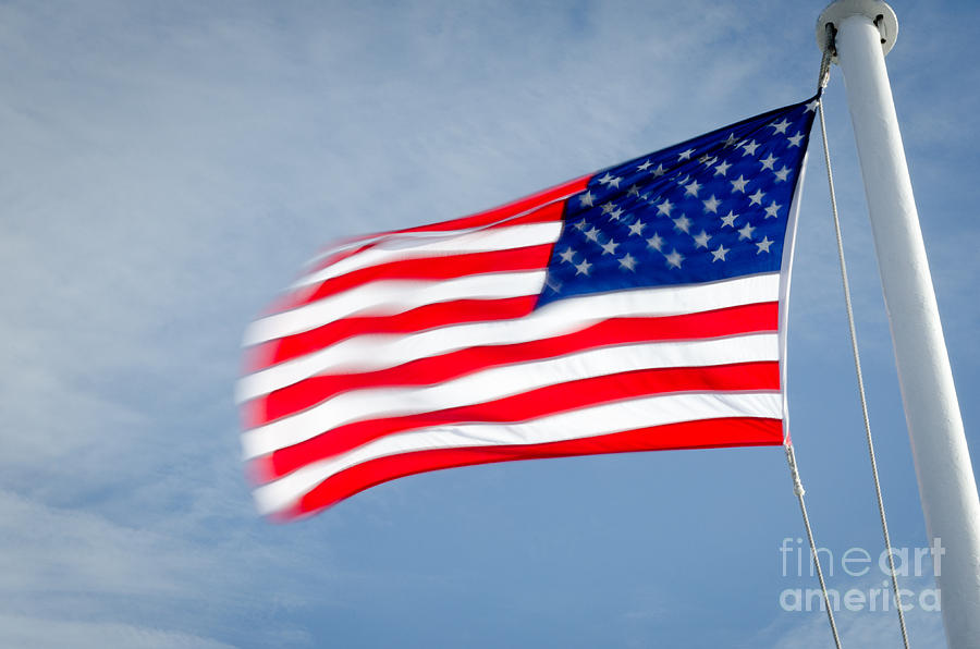 Stars And Stripes Flagpole And Waving Usa Flag Photograph