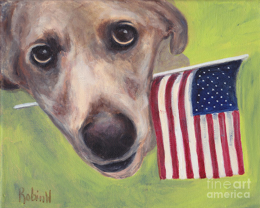 Stars and Stripes Furr-ever Painting by Robin Wiesneth