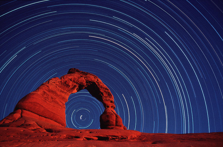 Arches National Park Photograph - Stars Trails & Delicate Arch by David Nunuk