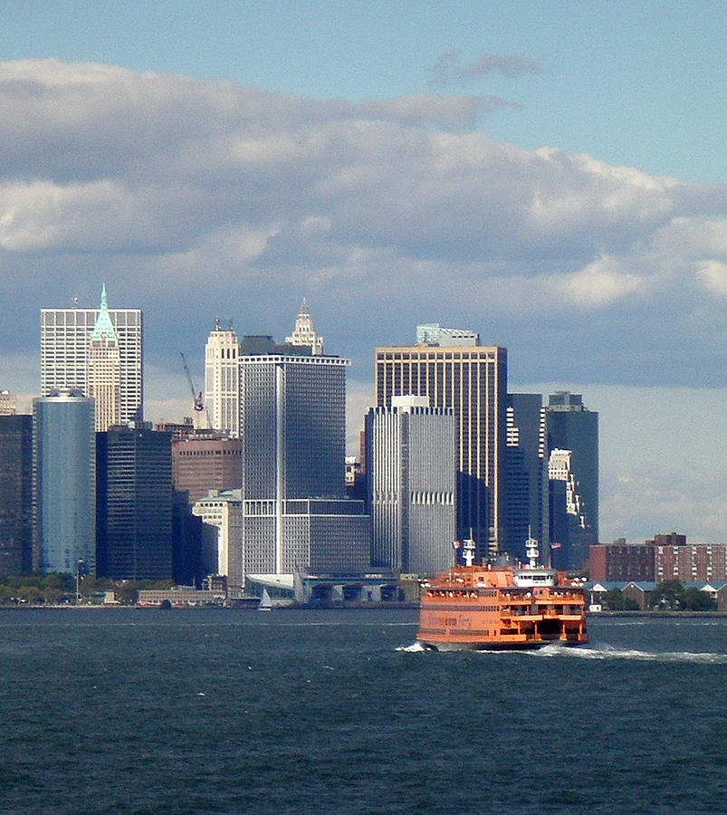 Staten Island Ferry And New York Skyline Photograph