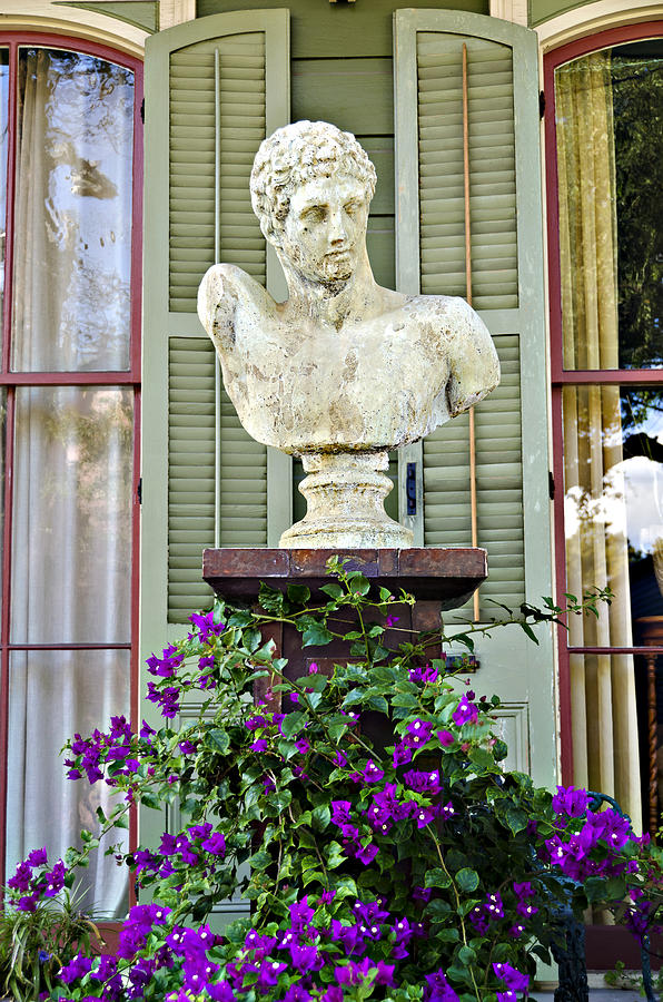 New Orleans Photograph - Statue and Flowers by Ray Laskowitz