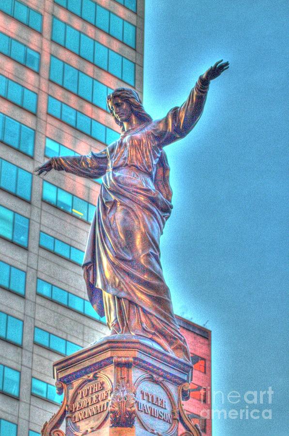 Statue at Fountain Square Photograph by Jeremy Lankford